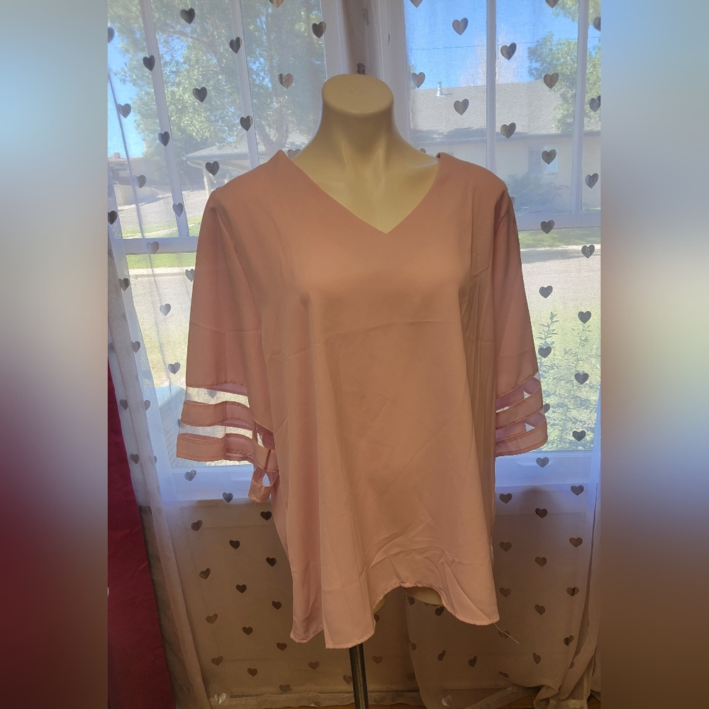 #18 Pink Tee with Transparent Details Size 3XL XXXL